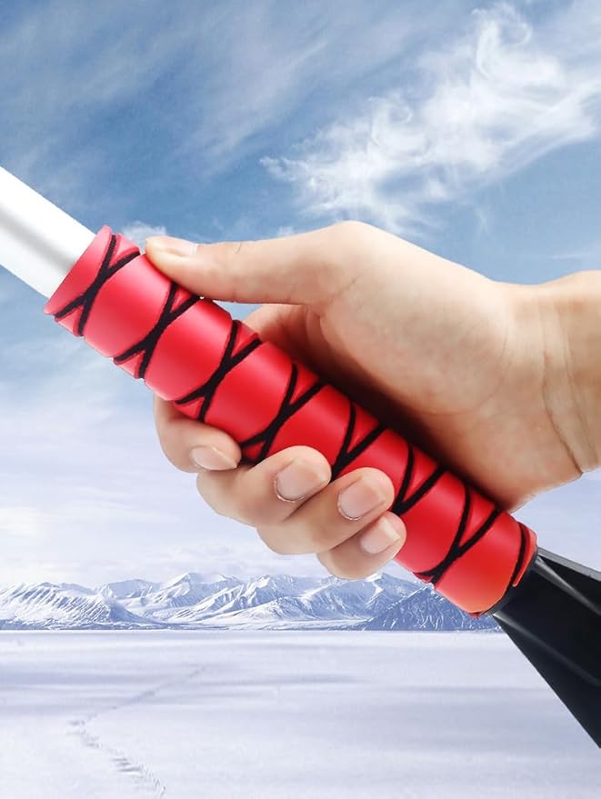 Snow Brush & Ice Scraper for Car, Heavy-Duty Extendable Winter Snow Removal Tool with Soft Bristle Brush, Ergonomic Foam Grip, Durable Ice Scraper – for Cars, SUVs & Trucks (Orange)