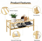 WKWKER 4-Tiers Bamboo Shoe Rack Stackable Free Standing Shoe Racks Portable Shoe Storage Organizer Stackable Shelf for Entryw