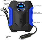 Digital Air Compressor for Car Auto Pump Portable Tire Inflator with LED Light DC 12V, Blue