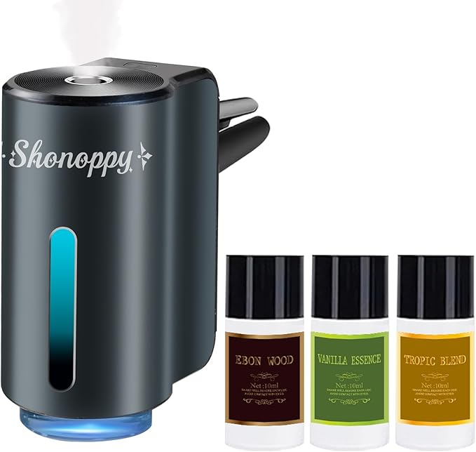 Smart Car Air Freshener Diffuser,Car Aroma Diffuser Air Freshener Spray Automatic with 6PCS Cologne Aromatherapy Oil (Grey 3P