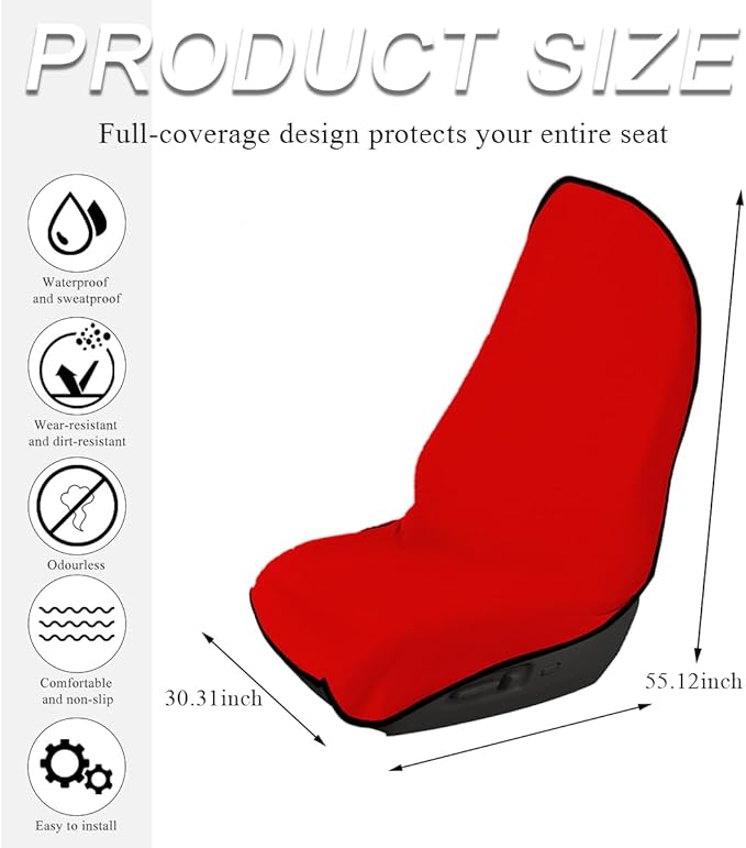 Product size guide for waterproof car towel seat cover showing dimensions and fit compatibility
