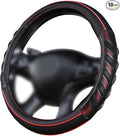 Flying Banner car Steering Wheel Cover Faux Leather Massage Universal fit 3D Honeycomb Hole Anti-Slip Sporty 15 Inches (Red B