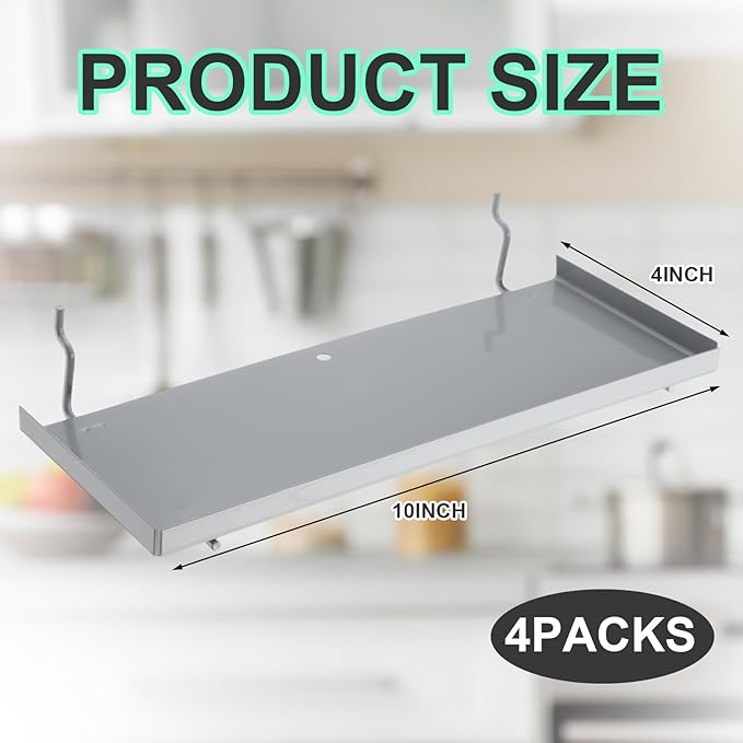 Lineshading 4 Pcs Pegboard Shelves, 10 x 4 Inch Metal Shelf Brackets Pegboard Tray Accessories Wall Organizer for Craft Room 