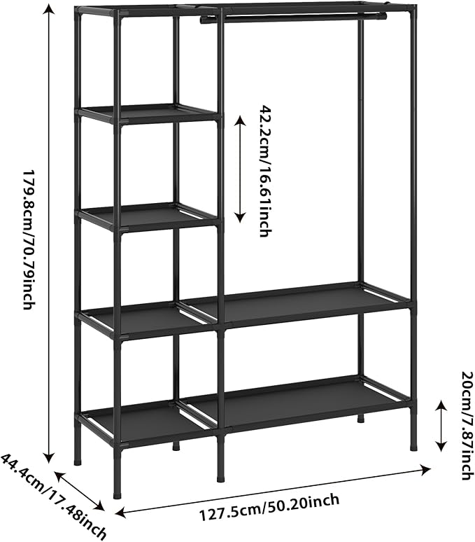 Dttwacoyh Portable Closets for Hanging Clothes, Clothing Rack with Shelves,Easy to Assembly,Suitable for Cloakroom,Bedroom,Li