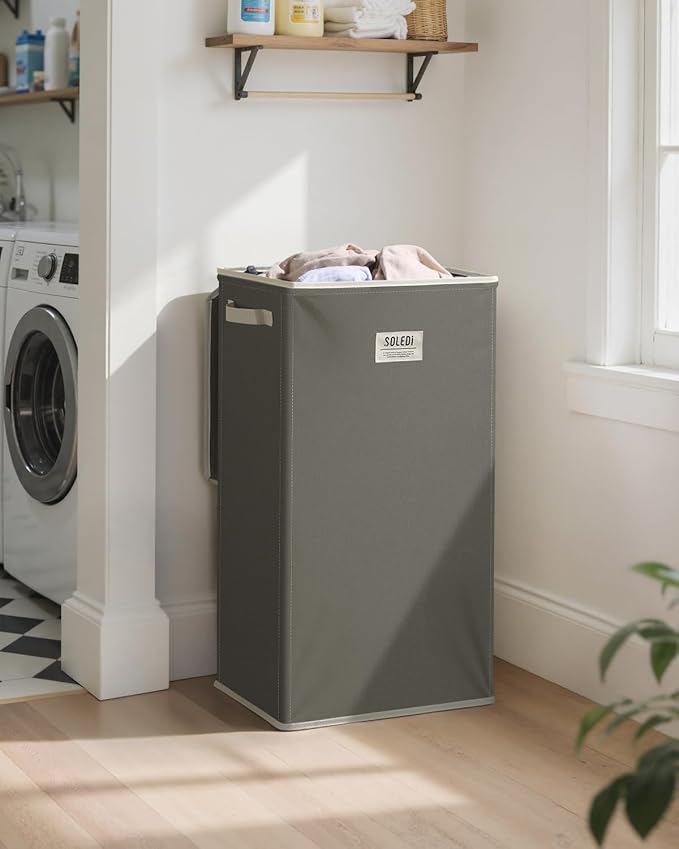 SOLEDI Laundry Hamper with Lid 100L Large & Tall Collapsible Laundry Basket, Clothes Hamper with Bag Removable Easy to Carry,