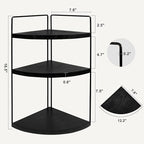 Corner Bathroom Counter Organizer Countertop Black, 2 Pack 3 Tier Corner Shelf Wood Vanity Tray Easy Assembly Space Saving Sh