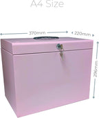 Cathedral Products A4 Steel File Box with Starter Pack of 5 Suspension Files - Pastel Pink
