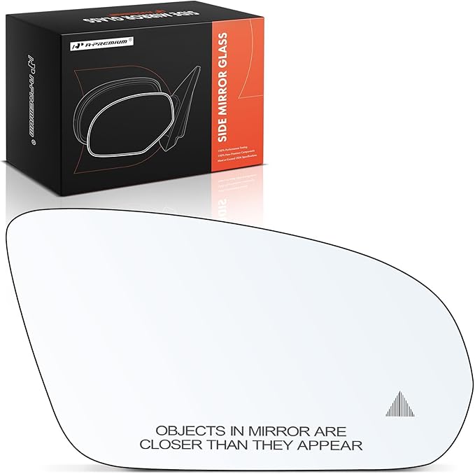 A-Premium Right Passenger Side Heated Mirror Glass with Backing Plate - Compatible with Mercedes-Benz C300, C400, C43 AMG, C450 AMG, C63 AMG - Exterior Side View Convex Mirror w/Blind Spot Detection