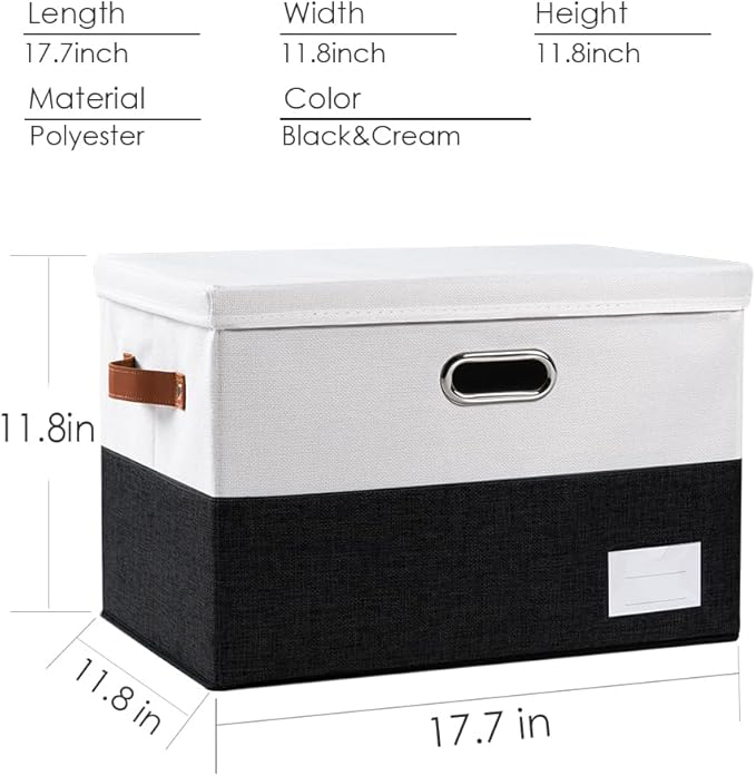 PRANDOM Foldable Storage Bins with Lids [3-Pack] Fabric Collapsible Storage Boxes Baskets Cubes Containers with Handles for C