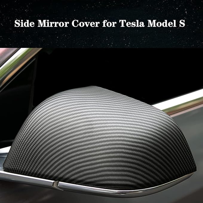 Side Mirror Cover for Tesla Car Exterior Accessories ABS Plastic Outside Cap (Pack of 2)(Model S 2016-2020 Imitation Carbon Fiber Matte)