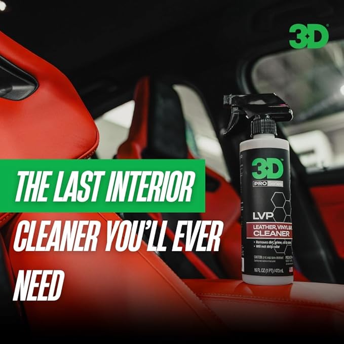 3D LVP Interior Cleaner - Removes Dirt, Grime, Grease, Oil & Stains from Leather, Vinyl & Plastic - Great for Seats, Steering