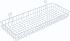 Kaforise Hanging Basket for Wire Wall Grid Panel, Multi-function Wall Storage and Display Basket, Large Size, White