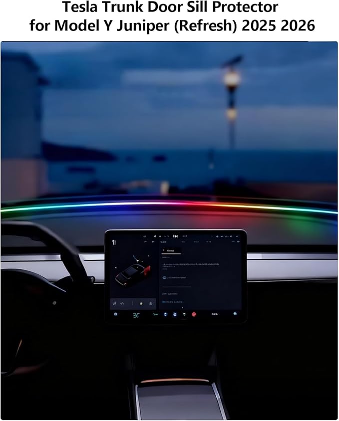 for Tesla LED Car Ambient Lighting Strip Model Y Juniper Model 3 Highland Accessories 2017-2026 Dashboard Windshield Interior LED Light Strip Waterproof Decoration Atmosphere Ambient Lighting