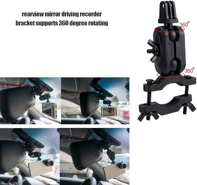 ASHATA Universal Dash Cam Mirror Mount, Dash Cam Mount Holder Car Rearview Mirror Camera Driving Recorder Bracket Support Kit Support 360 Degree Rotating, Easy Removal