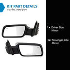 TRQ Driver and Passenger Side Mirror Set Power Heated Memory with Puddle Light Smooth Black Compatible with 2009-2012 Ford Fl