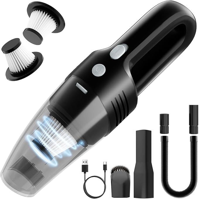 Handheld Vacuum Cordless Car Vacuum Cleaner 11000PA High Power Portable 1.4lbs Lightweight Rechargeable with 2 Filter Multi-N