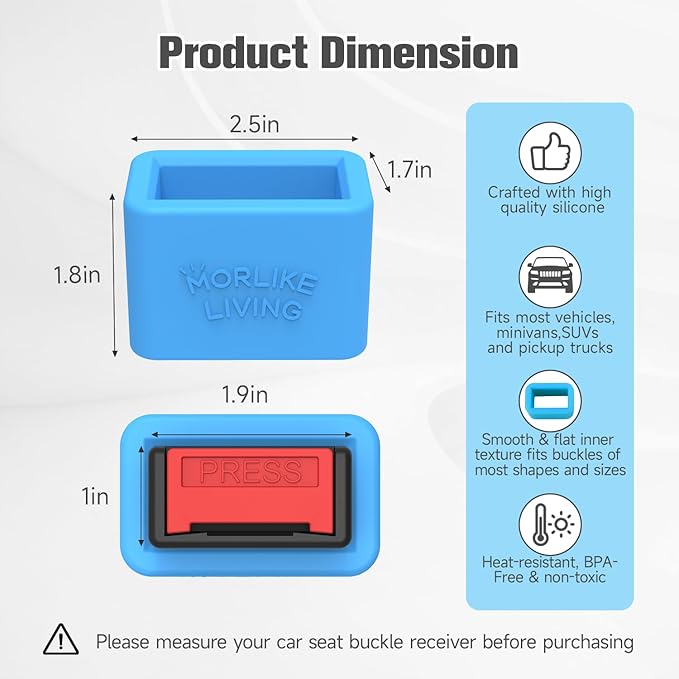 Morlike Silicone Buckle Holder Booster (Blue, 2 Pack)