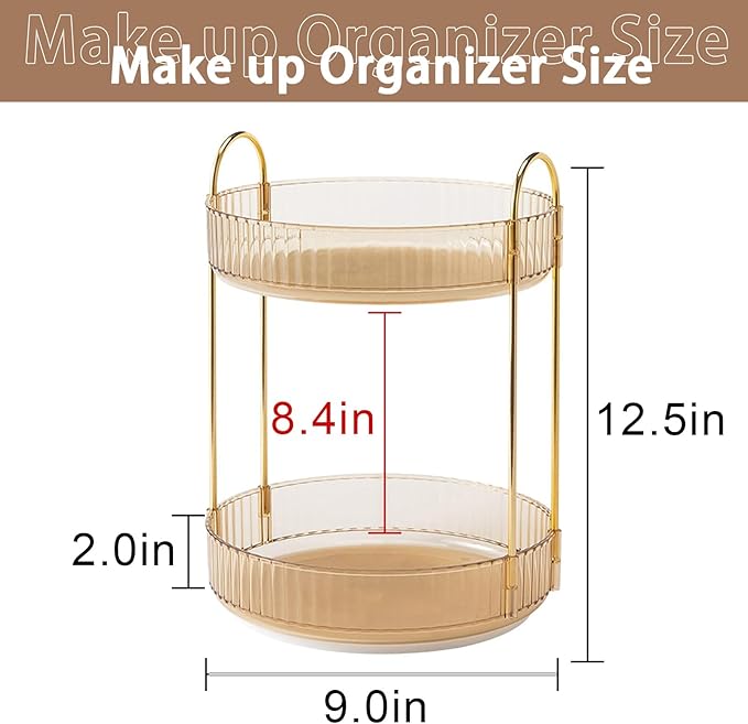 shuang qing Rotating Makeup Organizer for Vanity, High-Capacity Skincare Clear Make Up Storage Perfume Organizers Cosmetic Dr