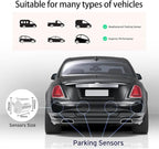 Cordless Parking Sensor, Reverse Radar System with 4 Car Backup Sensors, LED Distance Display with Sound Warning + 4 White Parking Sensors for Cars, Vans, RVs, and Trailers