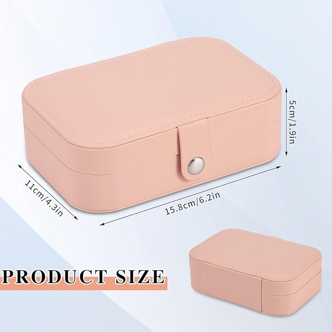 Travel Jewelry Box, PU leather Small Jewelry Organizer For Female Girls, double layer portable mini travel case for storing e