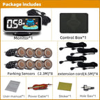 Parktronic 8 Parking Sensors Kit Reverse Backup Radar System Rear and Front View with Sound Warning Ultrasonic Distance Detec
