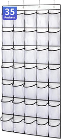 SAVERHO 35 Pockets Over the Door Shoe Organizer, Hanging Shoe Organizer for Door with 35 Mesh Pockets Large Capacity Shoe Han