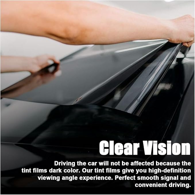 Car Window Tint Film for Auto Sun Shade Roll Width 30"×Length 19.68Ft Universal Dark Vinyl Protection Film with 5% VLT, Privacy Sunlight Heat UV Block Protection &Scratch Resistant (5% Vlt/30×19.68')