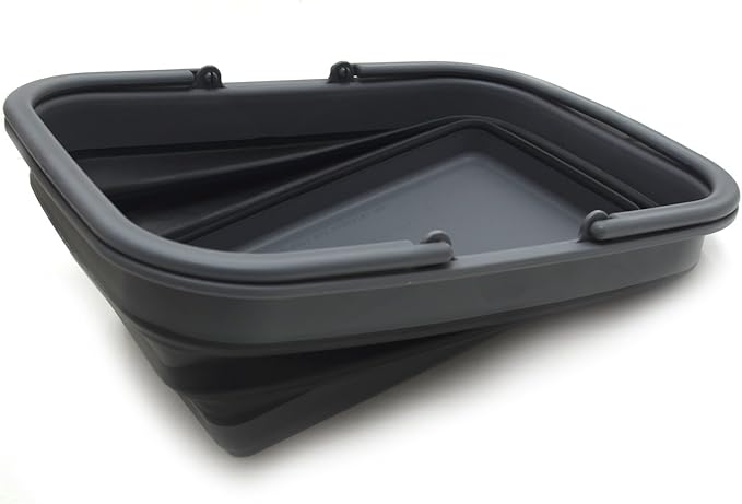 SAMMART SAMMART 9.2L (2.37Gallon) Collapsible Tub with Handle - Portable Outdoor Picnic Basket/Crater - Foldable Shopping Bag - Space Saving Storage Container (1, Black)