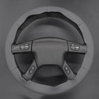 MEWANT Hand Stitched Steering Wheel Cover for Chevy Silverado 1500 2003-2006 DIY Gray Faux Leather Steering Wheel Wrap