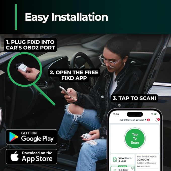 FIXD Bluetooth OBD2 Scanner for iPhone & Android - Diagnostic Scan Tool for Repairs and Car Buying - Check Engine Code Reader