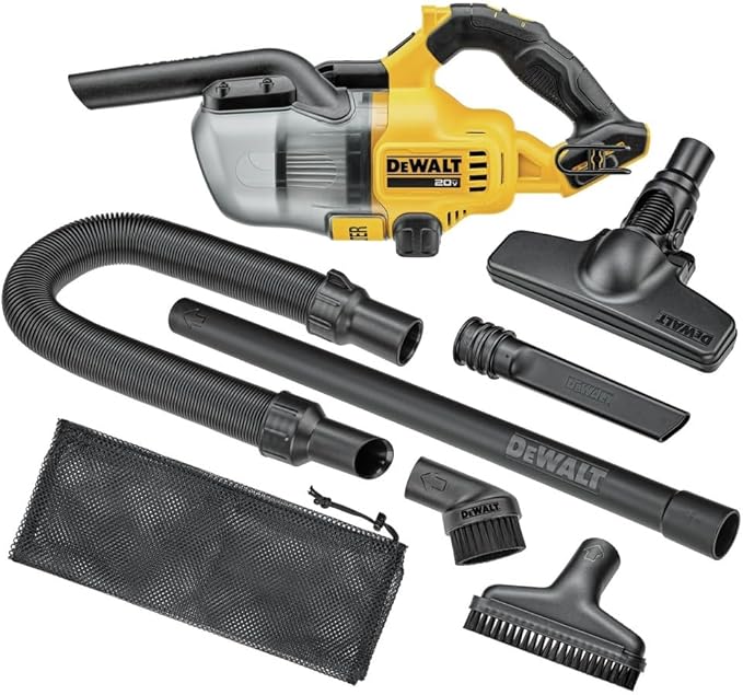 DEWALT 20V Handheld Vacuum Cordless, Car Vacuum with HEPA Filter, 6 Attachments and LED Light, High Performance Dry Only Smal