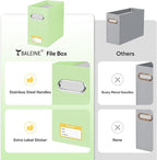 BALEINE File Organizer Box, Cardboard File Folder Organizer with Handle for Letter Size, Portable Collapsible Hanging Filing 