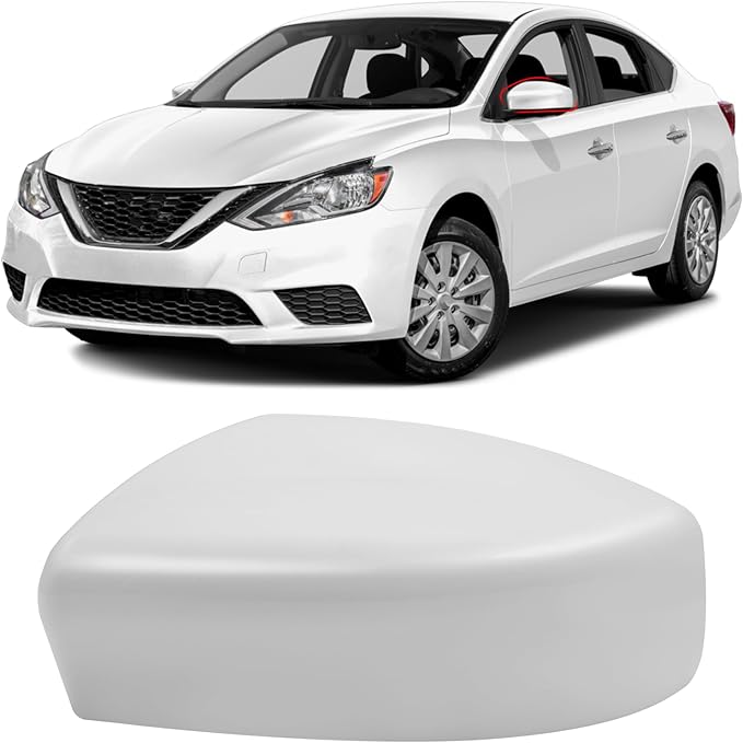 Moonlinks Compatible with Nissan Sentra 2013 2014 2015 2016 2017 2018 2019 Left Side Mirror Cover Replacement, White Primer Left Driver Side Door Rearview Mirror Cap Trim