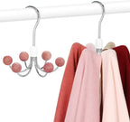 TOPIA HANGER Hoodie Hangers 2-Pack with 6 Cedar Balls, 360°Swivel Purse Hanger, Scarf Hanger, Closet Hooks, Handbag Organizer