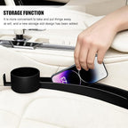2PCS Car Seat Gap Filler, Dual Slot Carbon Fiber Vehicle Side Seat Gap Organizer Strip with Cup Holder, Auto Console Guard Spacer Stop Things from Dropping, Universal Fit (Black)