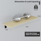 Floating Shelf Board for Wall 5/8" – No Brackets – 36" L x 12" W x 0.6" T Lite Oak Melamine Wood Floating Shelves for Bathroo