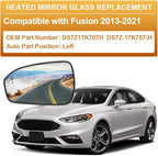 Senzeal Driver Side Heated Mirror Glass with Blind Spot Detection BLIS for Ford Fusion 2013 2014 2015 2016 2017 2018 2019 2020 2021 DS7Z17K707H DS7Z-17K707-H (No Auto Dimming)(Left Side)