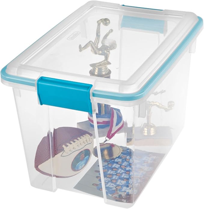 Sterilite 6-Pack Gasket Box, Weather-Resistant Storage Bins with Latching Lids, 20 Quart - Heavy-Duty Organizing Containers f