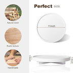 Round Decorative Tray Wood Bathroom Counter Organizer Farmhouse Kitchen Decor Wooden Riser for Soap Dish, Perfume, Candle, Sp