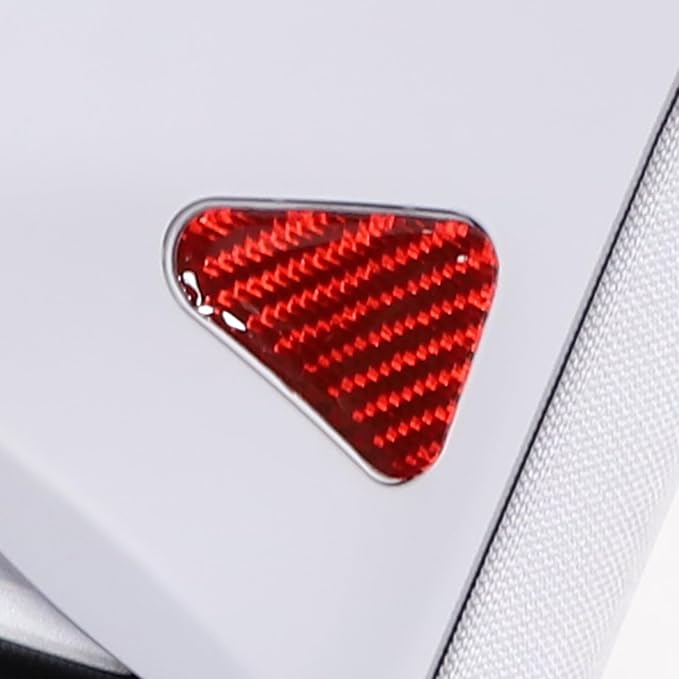 Seat Belt Adjuster Base Panel Cover Compatible with Tesla Model 3 Highlander 2023+, Car Safety Belt Buckle Panel Decor Frame, Seat Belt Warp Cover, Carbon Fiber (Red)