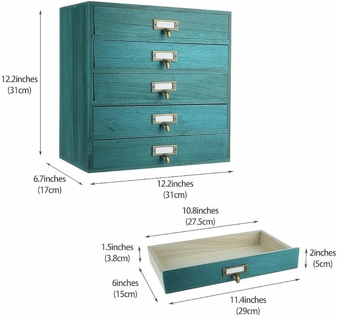Small Wooden Drawers Rustic Desk Organizers and Accessories Wooden Storage Box with Drawers Desktop Storage Library Card Cata