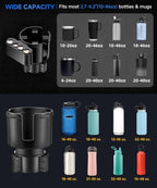 [Upgraded] Car Cup Holder Expander with Coin Organizer, Cup Holder Extender Adapter for Car with Adjustable Base, Fits Yeti, Hydro Flask, Nalgene, Owala, Bottles & Mugs in 2.7"-4.2" (10-46 OZ)