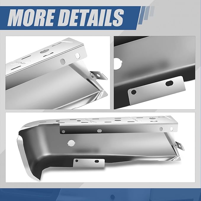 Auto Dynasty Rear Bumper End Caps Cover Compatible with 2015-2020 Ford F-150, Passenger Right Side, with Parking Sensor Holes, Polished Chrome