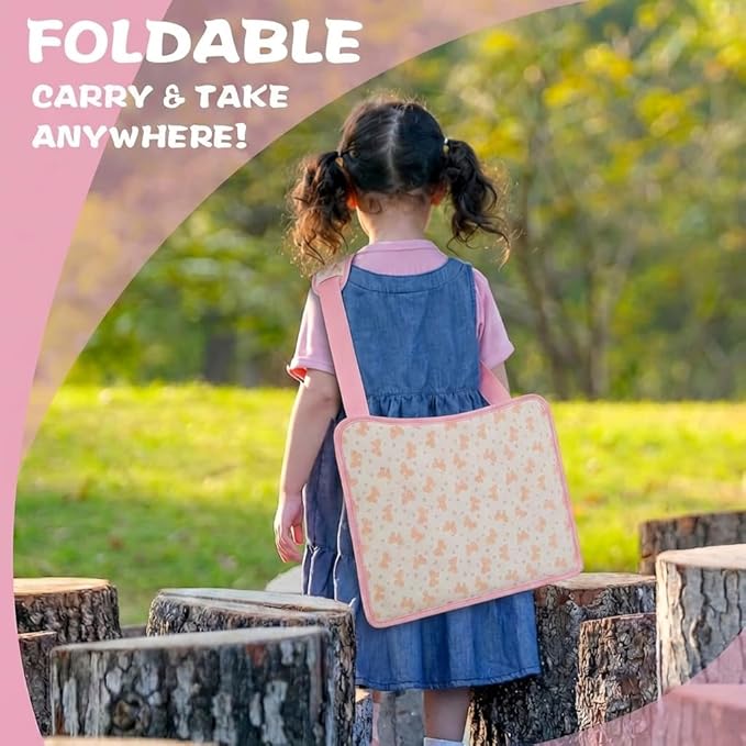 MENZOKE Kids Travel Tray for Toddler Car Seat, Toddler Travel Activities for Girl with iPad Holder Stand & Storage Pockets, R