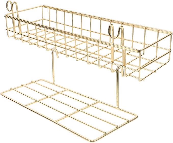 DECHOUS 2Pcs Gold Wire Basket Wall Mounted Shelves Stylish Grid Wall Organizers for Flower Pots Decor Easy Installation Stora