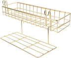 DECHOUS 2Pcs Gold Wire Basket Wall Mounted Shelves Stylish Grid Wall Organizers for Flower Pots Decor Easy Installation Stora