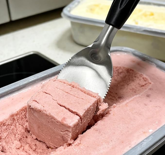 Heavy Duty Flat Ice Cream Spade Scoop with Serrated Edge Easy Carves Through n Scrape the Hardest Of Ice Creams| Sorbet n Gel