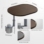 Car Desk Car Tray for Laptop & Food, Wood Cup Holder Table with Adjustable Height, Car Accessories for Women & Men 360° Rotatable Steering Wheel Tray for Tesla Model Y/3/S, Most Vehicles (Walnut-Oval)