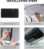 Car Sun Visor Organizer, Leather Sun Visor Pocket Organizer Case with Multi-Pocket Net Zipper, Suede Note Holder Car Visor Storage Pouch for Card Pen Sunglasses Document (Black)