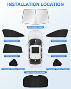 Sunshades for Subaru Crosstrek 2024 2025 2026 Accessories Windshield Sun Shade Side Rear Window Shade Cover Sun Visor Shield Privacy Protection Keep Vehicle Cool Black 8PCS